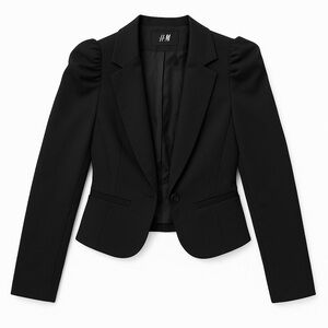 H&M Black Puff Shoulder Blazer Women’s Size 6